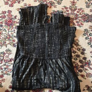 Black and Gray Strapless Jumpsuit